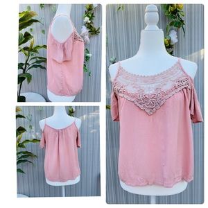 Charlotte Russe upper lace open shoulder top
